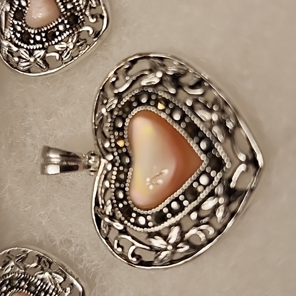 Silver heart pendant with earrings - Picture 3 of 10